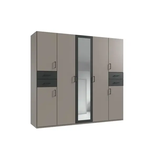 MID.YOU ŠATNÍ SKŘÍŇ S OTOČNÝMI DVEŘMI, barvy grafitu, šedá, Sahara, 225/208/58 cm