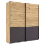 Rauch Möbel SKŘÍŇ S POSOUVACÍMI DVEŘMI, šedá, dub artisan, 181/210/62 cm