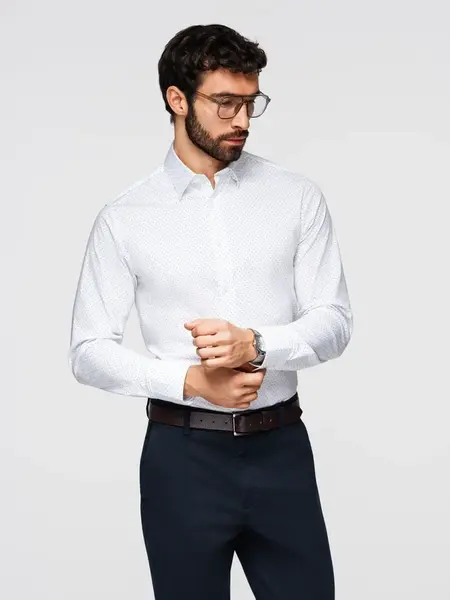 Ombre Men's REGULAR FIT shirt with pocket - gray