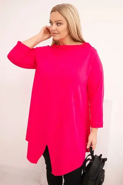 Asymetrická halenka Plus Size fuchsiová