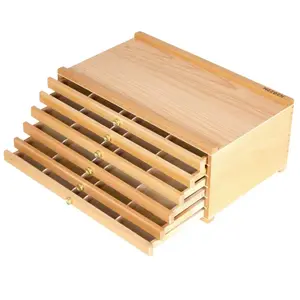 Dřevěná kazeta se 6 šuplíky, přírodní buk 25x40cm