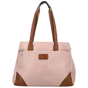 Trendy dámská koženková kabelka na rameno Remiga, světle růžová