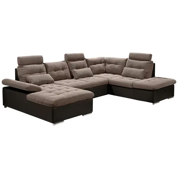 MID.YOU ROHOVÁ SEDAČKA, textil, kompozitní dřevo, tmavě hnědá, světle hnědá