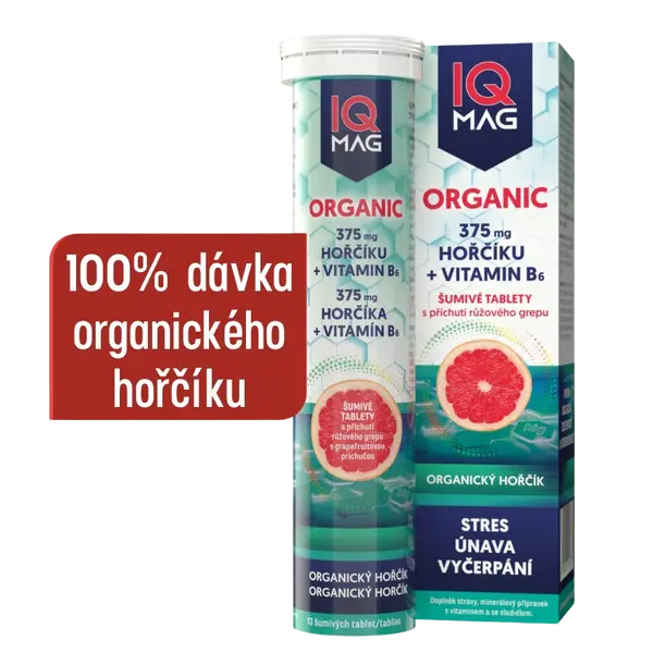 IQ MAG ORGANIC Mg+B6 šumivé tablety 13 šumivých tablet