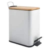 Spirella Spirella pedálový odpadkový kôš erik biela oceľ bambusové veko 5 l 10.22581