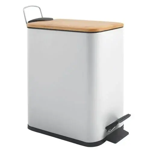 Spirella Spirella pedálový odpadkový kôš erik biela oceľ bambusové veko 5 l 10.22581