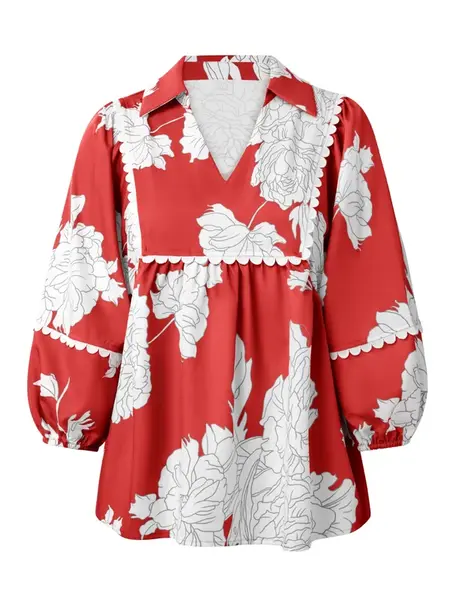 Imily Bela Blúzka  sivá / červená / biela