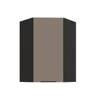 Horní rohová skříňka Aria 60x60 GN-90 1F (45°) Barva korpusu: Černá, Barva dvířek: TA - Sandgrau AFM