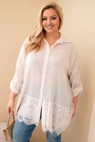 Plus size košeľa s čipkou Kesi Włoski