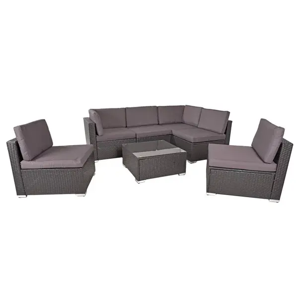 Gardenson TERASOVÁ SEDACÍ SOUPRAVA 7dílné, kov, plast, sklo, textil