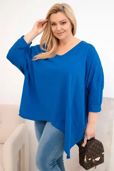 Dámska plus size blúzka s asymetrickým lemom