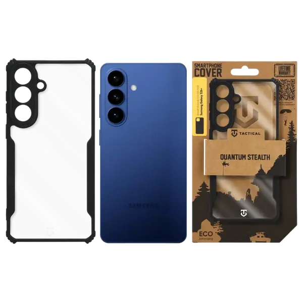 Zadní kryt Tactical Quantum Stealth pro Samsung Galaxy S26+, transparentní černá