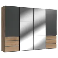 MID.YOU SKŘÍŇ S POSOUVACÍMI DVEŘMI, barvy grafitu, barvy dubu, 300/216/65 cm