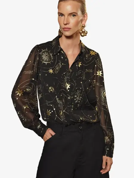 love & roses Blúzka  zlatá / čierna