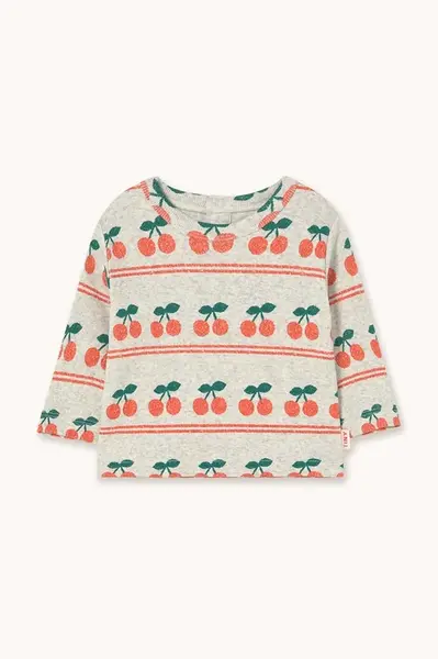 Tinycottons Dětské bavlněné tričko s dlouhým rukávem Tinycottons CHERRY PATTERN RIB BABY TEE