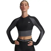 Under Armour HEATGEAR RIB 1/4 ZIP Dámske športové tričko, čierna, veľkosť