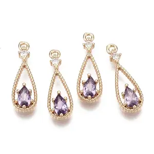 Brass Micro Pave Cubic Zirconia Pendants