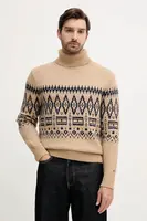 Svetr s příměsí vlny Tommy Hilfiger hnědá barva, s golfem, MW0MW40843