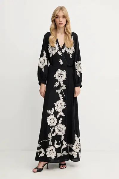 Vlněné šaty Forte Forte tmavomodrá barva, maxi, 14040.my.dress