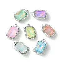 UV Plating Alloy with Mixed Color Glass Rhinestone Pendants