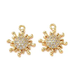 Brass Micro Pave Clear Cubic Zirconia Charms