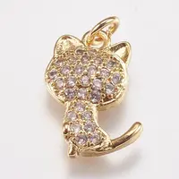 Brass Micro Pave Cubic Zirconia Kitten Charms