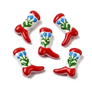 Boot Baking Painted Glass Enamel  Beads