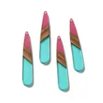 Opaque Resin & Walnut Wood Pendants