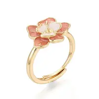 Flower Brass Enamel Adjustable Rings Setting