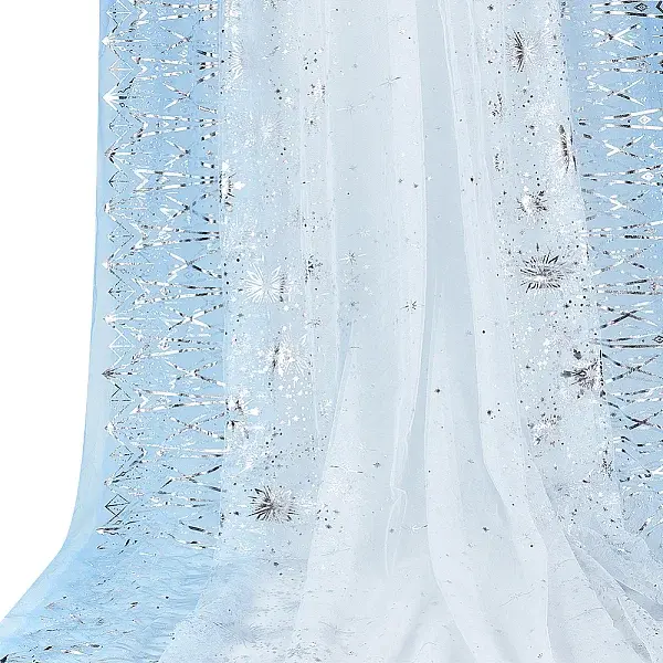 Polyester Snowflake Pattern Gauze Stained Silver Fabric