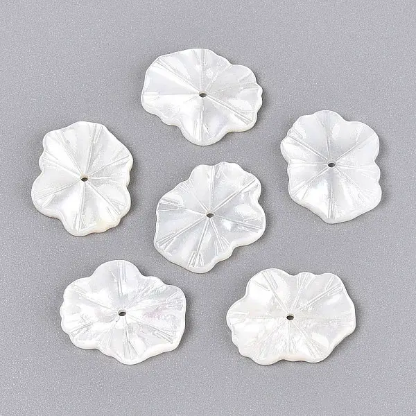 Natural White Shell Carved Leaf Beads