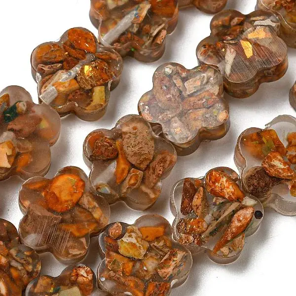 Dyed Natural Imperial Jasper with Resin Beads Strands