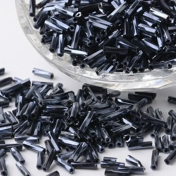 Opaque Colours Pearl Luster Plated Glass Twist Bugle Beads