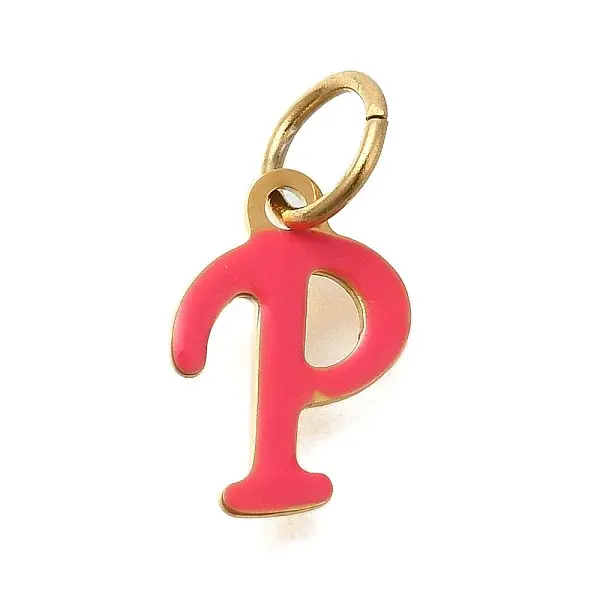 Ion Plating(IP) 304 Stainless Steel Enamel Alphabet Charms
