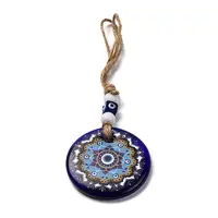 Flat Round with Evil Eye Lampwork Pendant Decoration