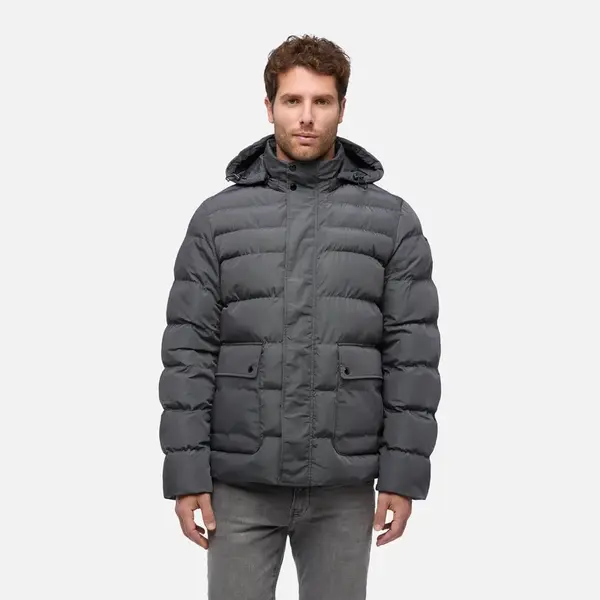 Šedá pánská péřová bunda Geox Leitan