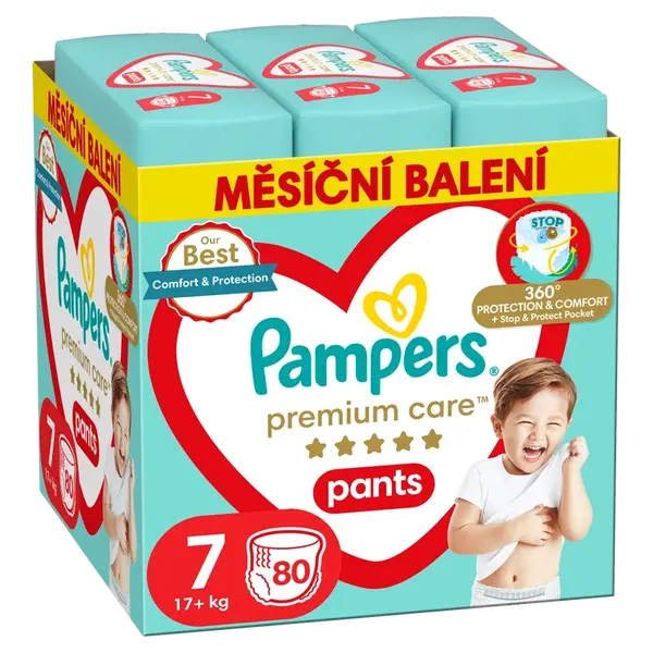 PAMPERS Plenkové Kalhotky Premium Care pants vel. 7 80 ks