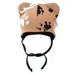 New Baby Kojenecká bavlněná čepička s oušky  tlapka hořčicová, vel. 56 (0-3m)