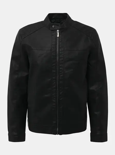 Čierna koženková bunda ONLY & SONS Mike