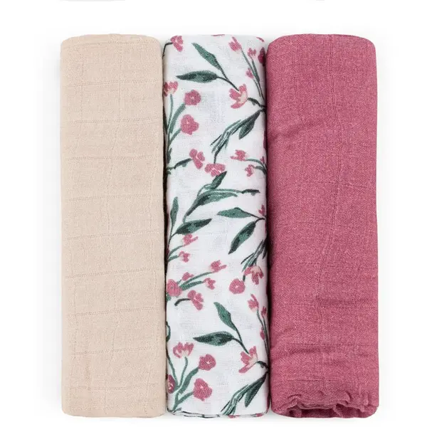 Petite&Mars Moussy látkové pleny Pink Meadow 68 x 68 cm 3 ks