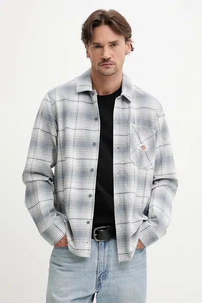 Bavlněná košile Dickies šedá barva, relaxed, s klasickým límcem, DK0A8653G701