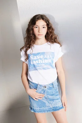 Dětská bavlněná sukně Patrizia Pepe CA18 modrá barva, mini, 7G0141
