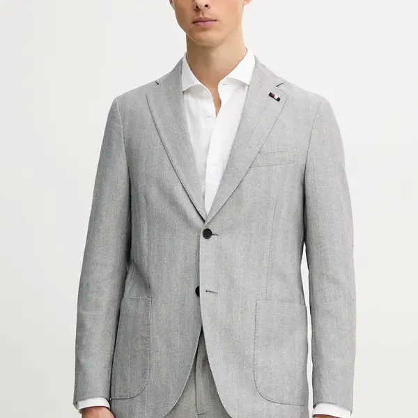 Sako Tommy Hilfiger šedá barva, SQTHL6960.SQTH509
