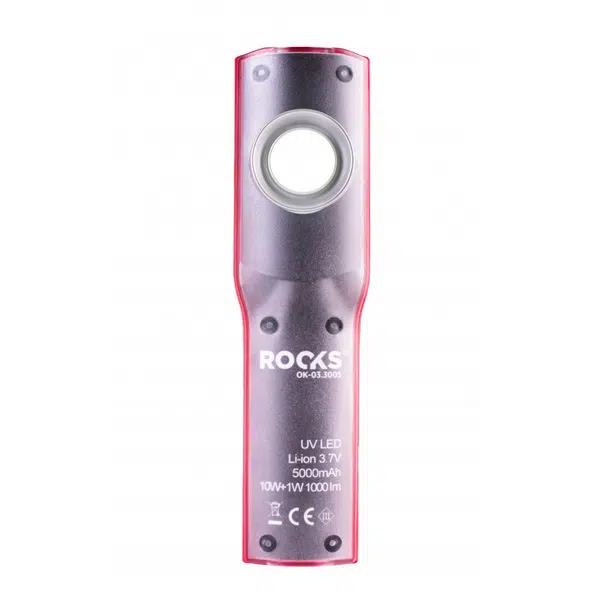 MDtools Dílenská montážní lampa LED COB 5W a UV LED 1W, nabíjecí USB, stojánek, hák a magnet