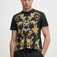 Bavlněné tričko Versace Jeans Couture černá barva, 78GAH6SB JS461