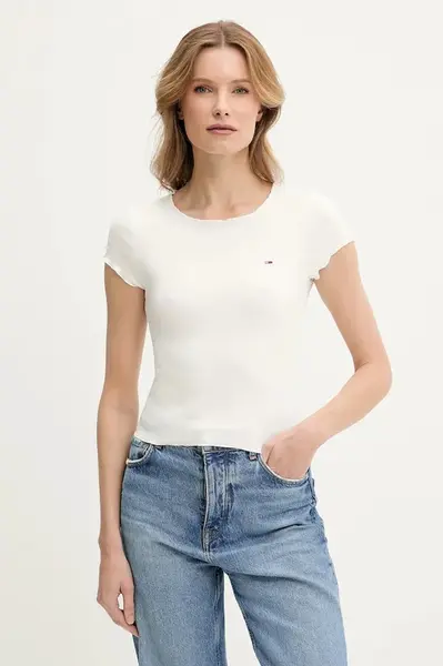 Tričko Tommy Jeans dámské, bílá barva, DW0DW20623