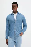 Džínová košile United Colors of Benetton pánská, modrá barva, regular, s klasickým límcem, 5RZKUQ001