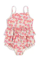 Jednodílné dětské plavky Konges Sløjd MANUCA FRILL SWIMSUIT GRS růžová barva, KS103264