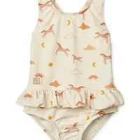 Jednodílné dětské plavky Liewood Amara Printed Swimsuit béžová barva, LW19983