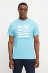Bavlněné tričko Helly Hansen SHORELINE modrá barva, s potiskem, 54601